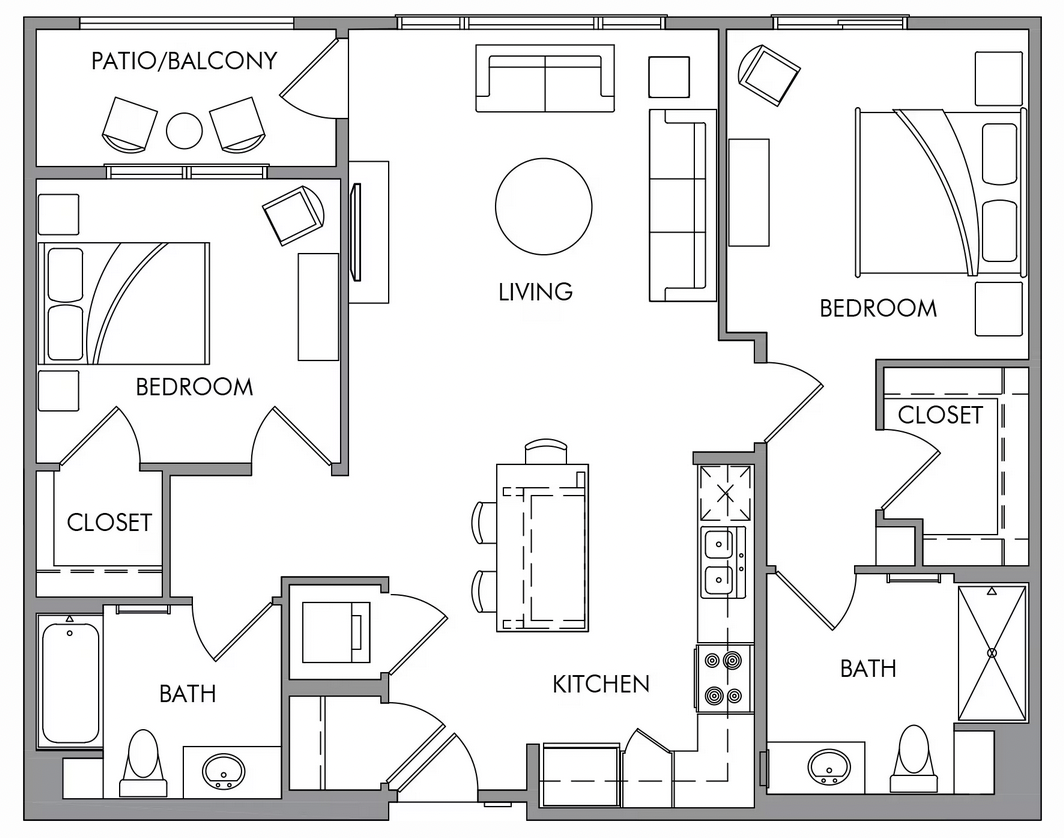 Vespaio B01 2BR/2BA Floor Plan